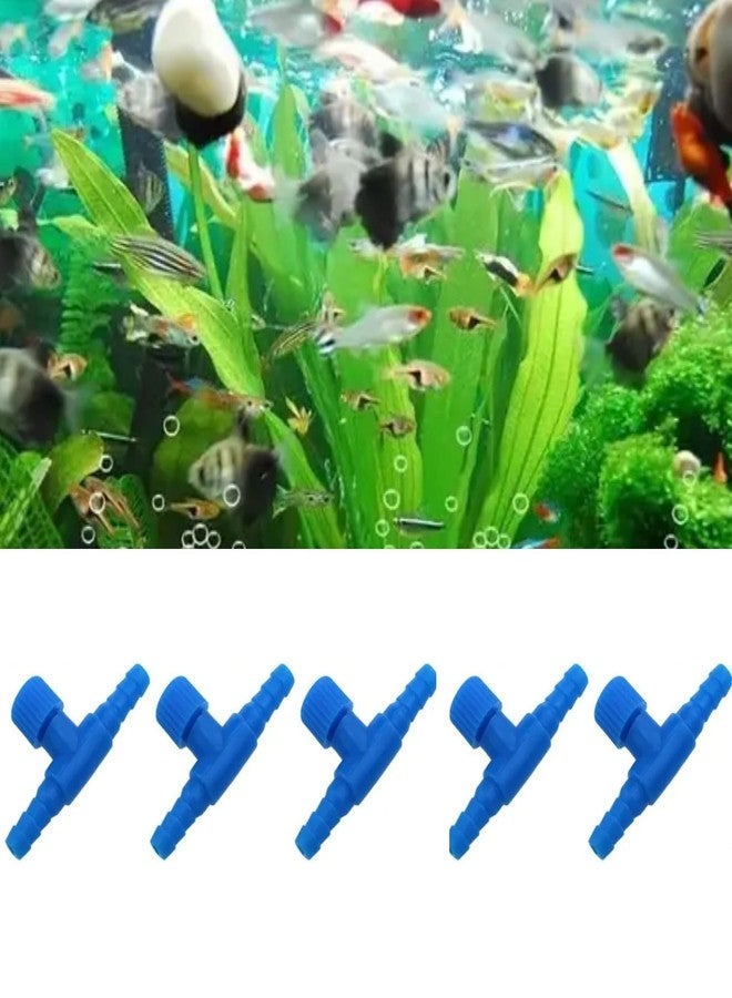 VAYINATO® Aquarium (Blue) Air Flow Control Valve T Shaped Single Way Plastic Air Flow Control Regulator Aquarium Air Pump Accessories | Easy Installation by Petzlifeworld (Pack of 5) - Image 1